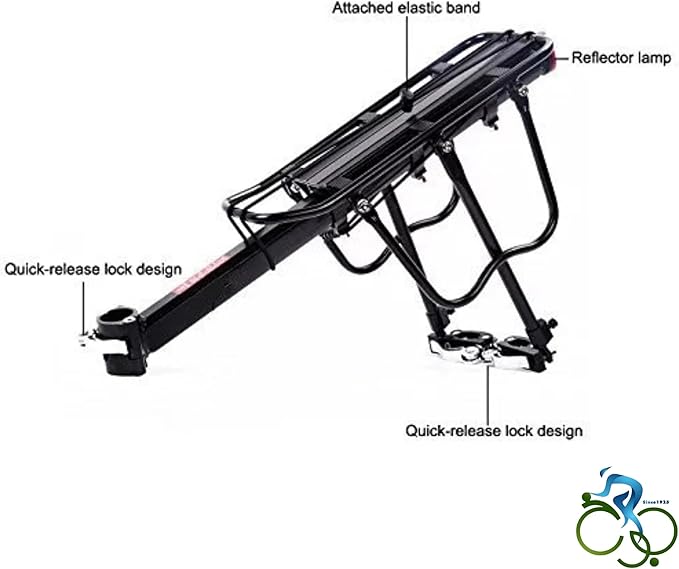 Abo ElGoukh & Maxlerz® Rear Bike Cargo Rack – Heavy-Duty Aluminum Quick-Release Luggage Carrier with Elastic Strap & Rear Reflector – Easy Installation, High Load Capacity, Fits MTB, Hybrid & Commuter Bicycles - Image 4